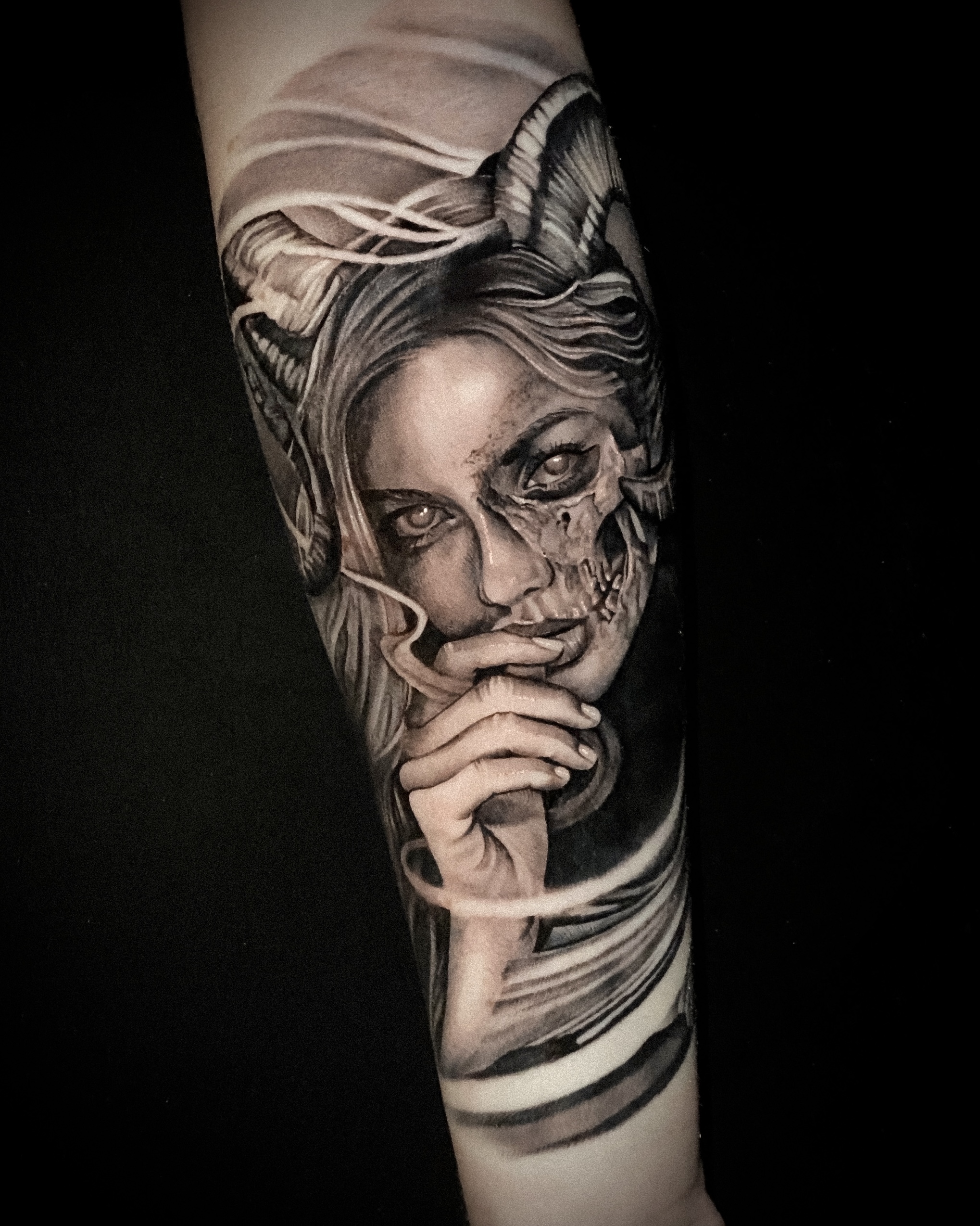 Arm Black  Grey NatureLandscape RealisticRealism Tattoo  Slave to the  Needle