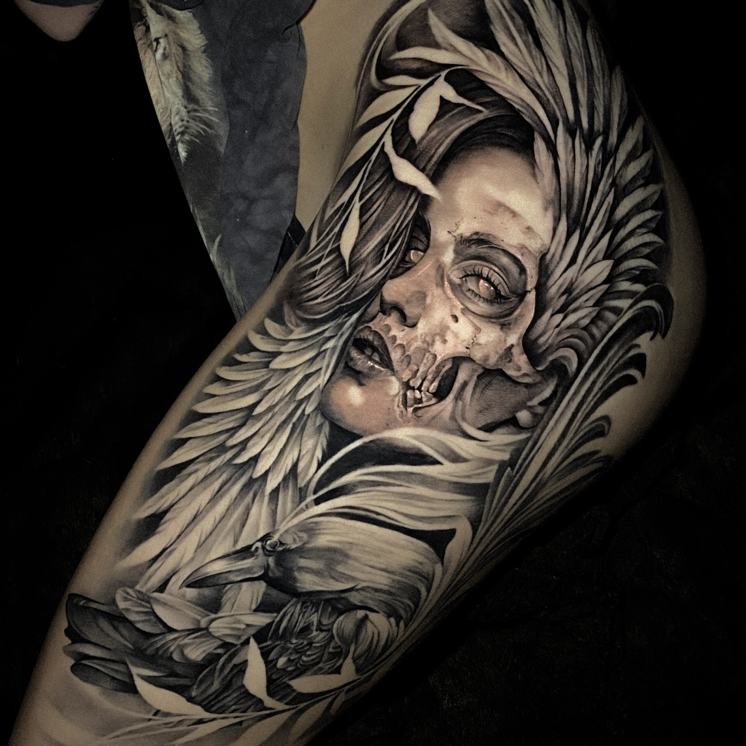 Girl Skull Raven Tattoo